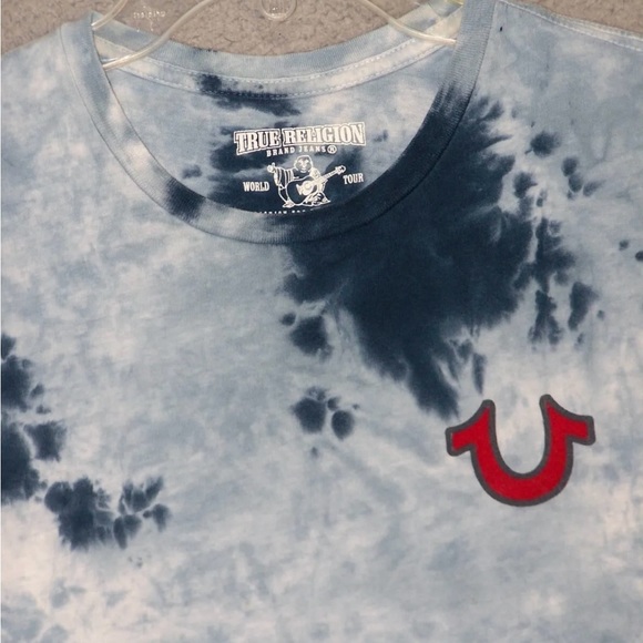TRUE RELIGION Shirt Adult Extra Small Blue Graphic World Tour Short Sleeve Men - Picture 3 of 5
